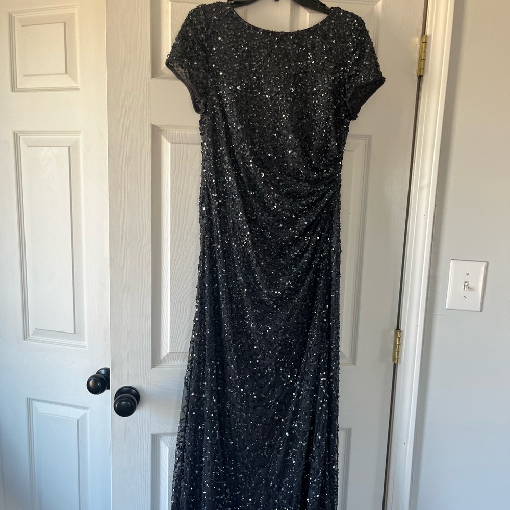 Adrianna Papell Gunmetal Long Mothers Dress